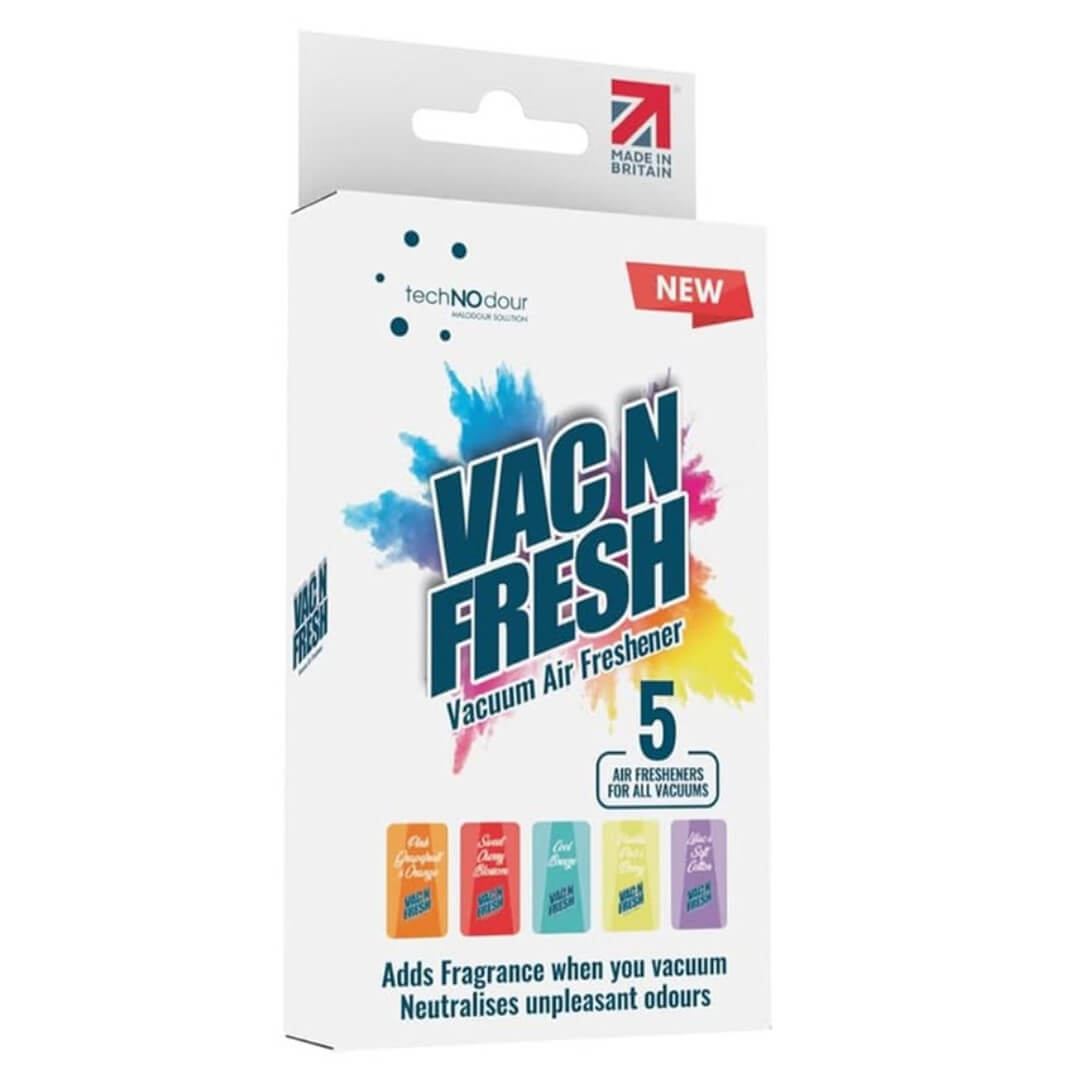 A Vac N Fresh Original Edition vacuum air fresheners pack, side angle view
