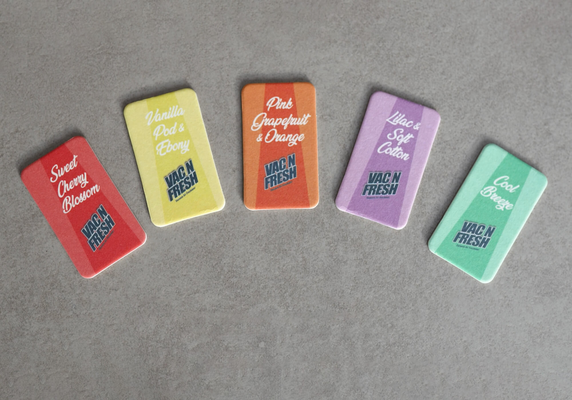 Five fragranced hoover discs or vacuum air fresheners from a Vac N Fresh Original Edition pack